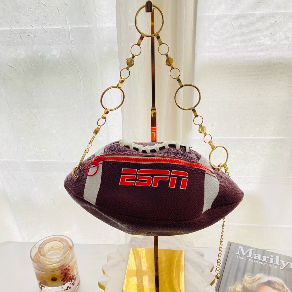 ESPN Football Shaped shoulder Bag with gold chain